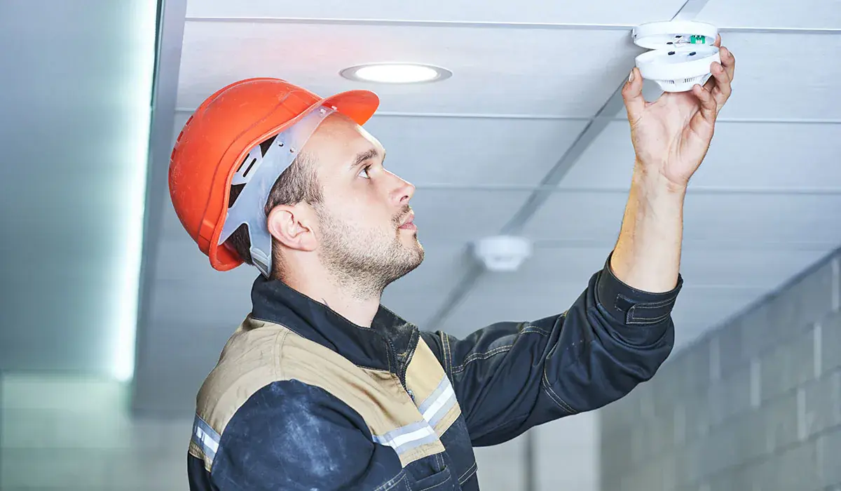 Smoke detector installed on a vessel ceiling